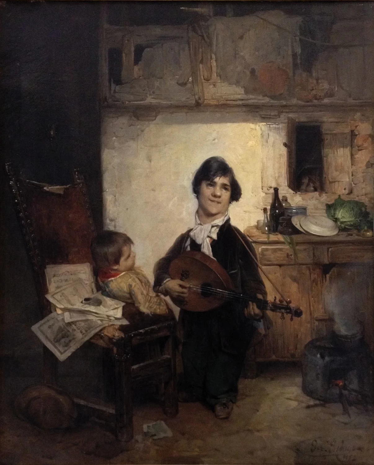 Lo storpio che suona il mandolino, o il cantastorie - Civiche Raccolte D'Arte Museo Dell'Ottocento Villa Belgiojoso Bonaparte Collezione Grassi, Milano